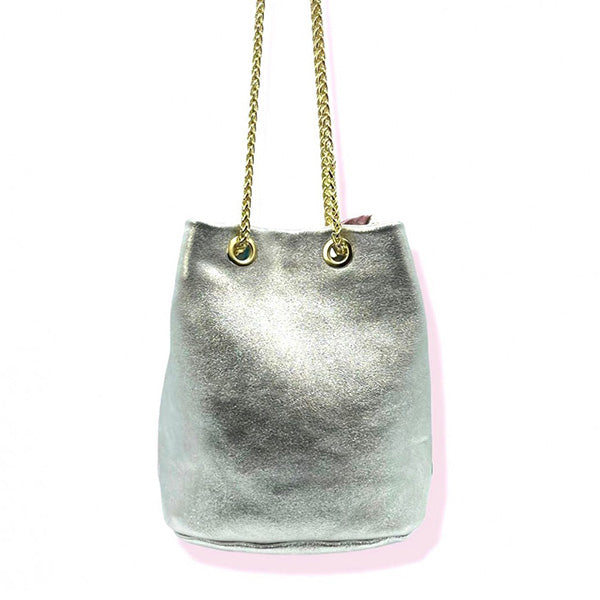 Bolso Bandolera Tipo Bombonera de Piel Metalizada