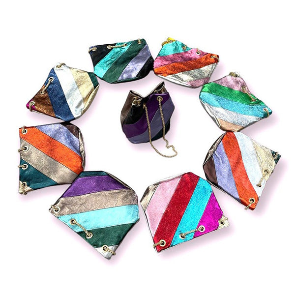 Bolso Bandolera Tipo Bombonera de Piel Metalizada