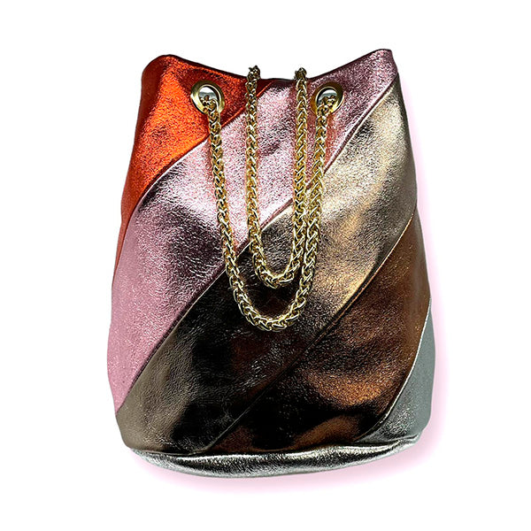 Bolso Bandolera Tipo Bombonera de Piel Metalizada