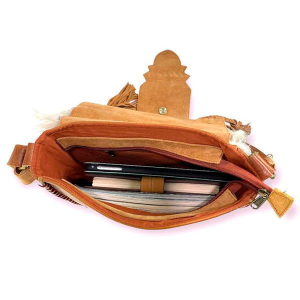Bolso Boho de Hombro y Piel Auténtica Artesanal