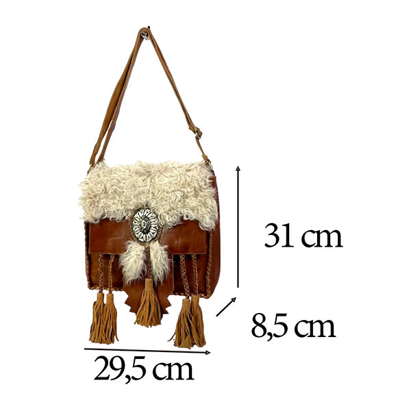 Bolso Boho de Hombro y Piel Auténtica Artesanal