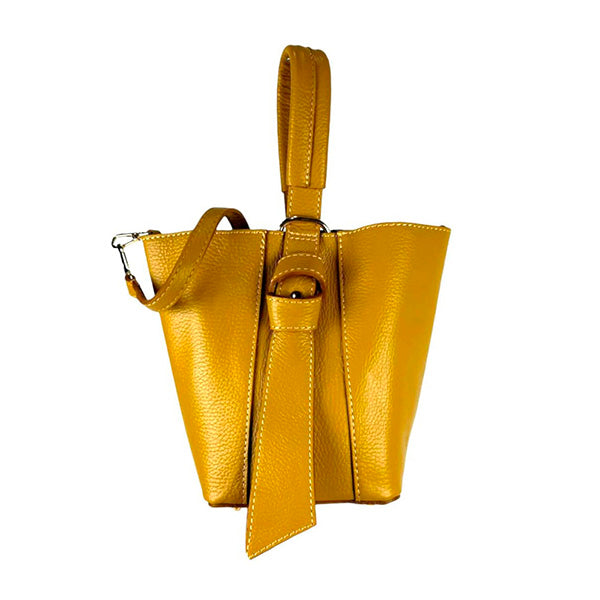 Bolso Bucket Piel Italiana con Bolso Interior y Lazo