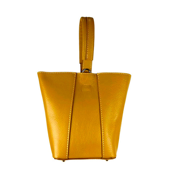 Bolso Bucket Piel Italiana con Bolso Interior y Lazo