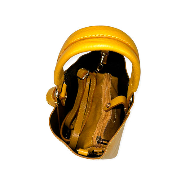 Bolso Bucket Piel Italiana con Bolso Interior y Lazo