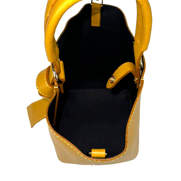 Bolso Bucket Piel Italiana con Bolso Interior y Lazo