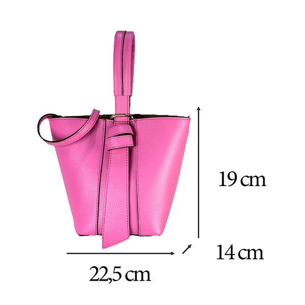 Bolso Bucket Piel Italiana con Bolso Interior y Lazo