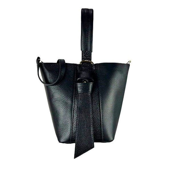 Bolso Bucket Piel Italiana con Bolso Interior y Lazo
