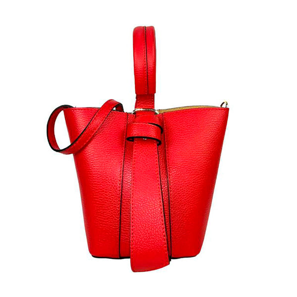 Bolso Bucket Piel Italiana con Bolso Interior y Lazo