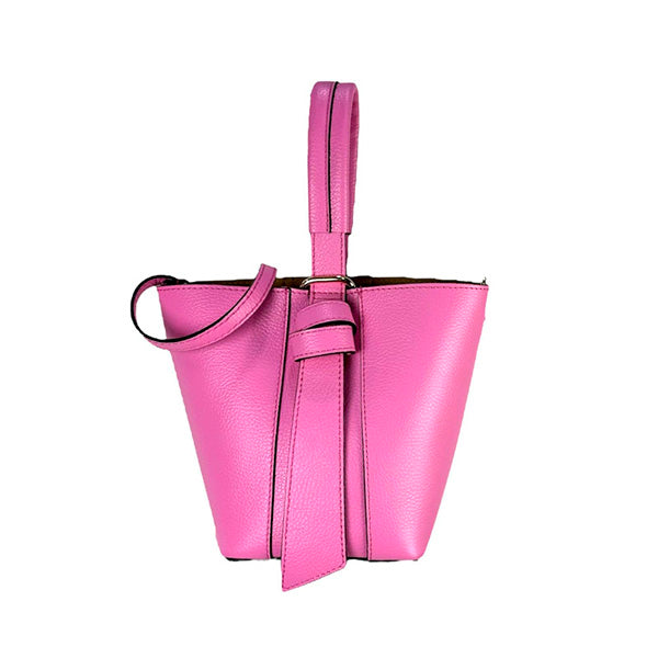 Bolso Bucket Piel Italiana con Bolso Interior y Lazo