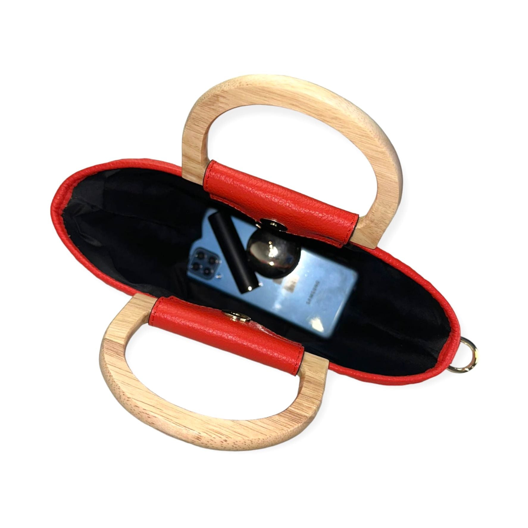 Bolso Bucket Rafia y Piel Italiana con Asas de Madera