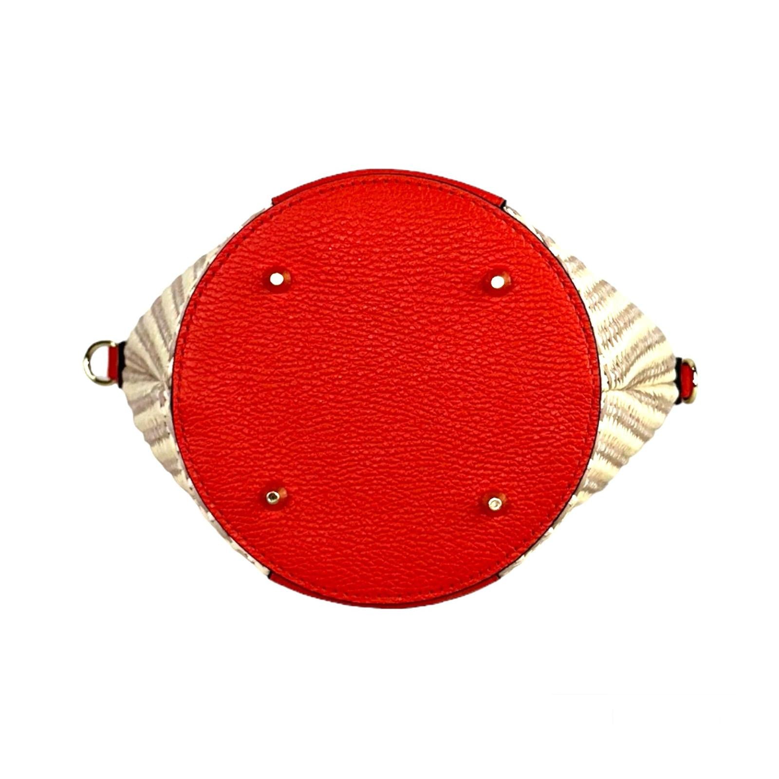 Bolso Bucket Rafia y Piel Italiana con Asas de Madera