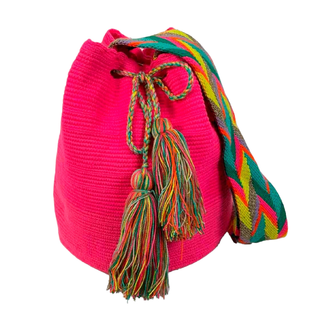 Bolso Wayuu Grande Artesanal con Estampado Liso