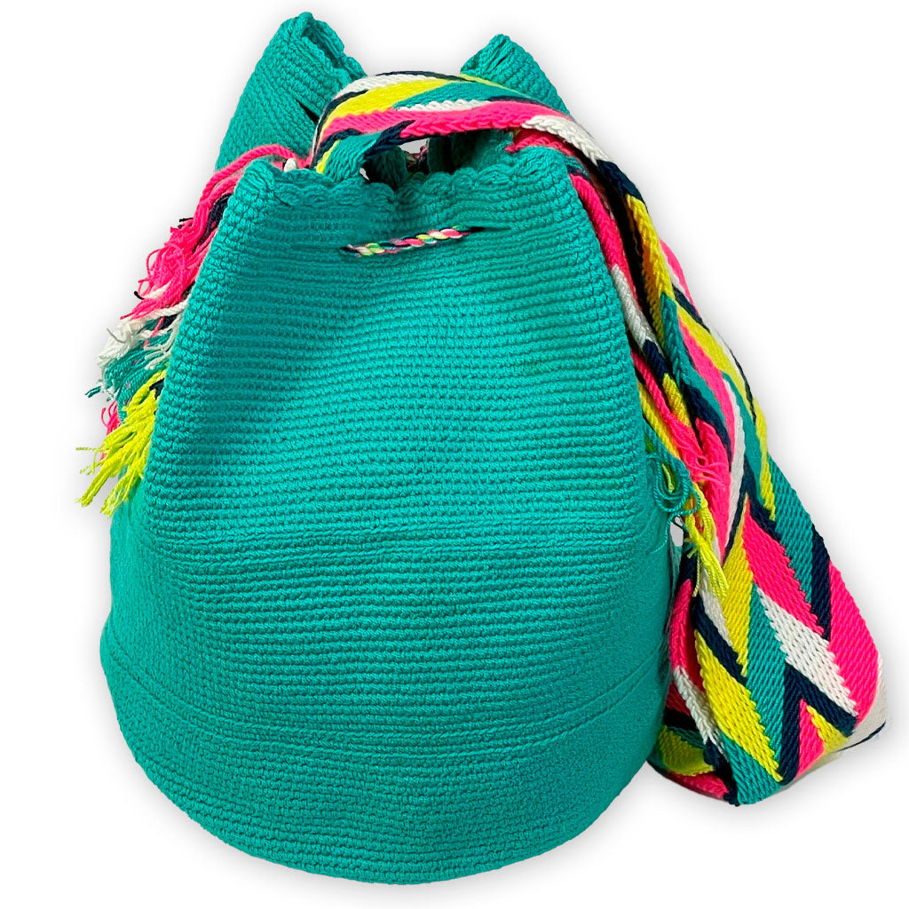 Bolso Wayuu Grande Artesanal con Estampado Liso