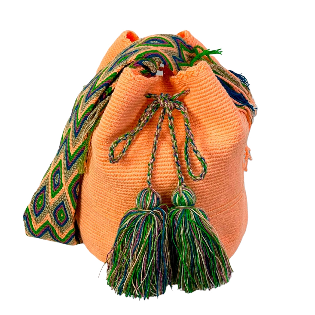 Bolso Wayuu Grande Artesanal con Estampado Liso