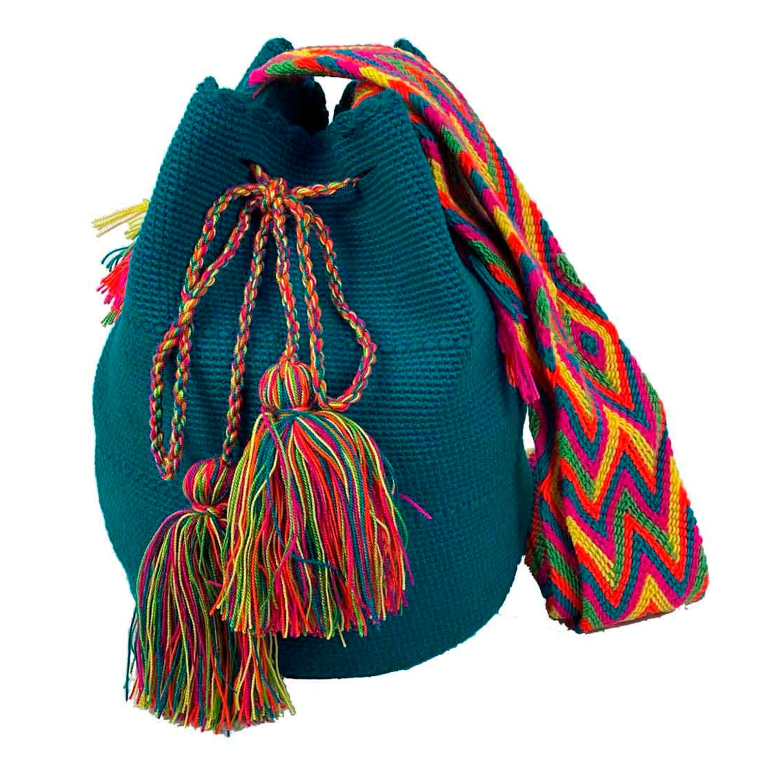 Bolso Wayuu Grande Artesanal con Estampado Liso
