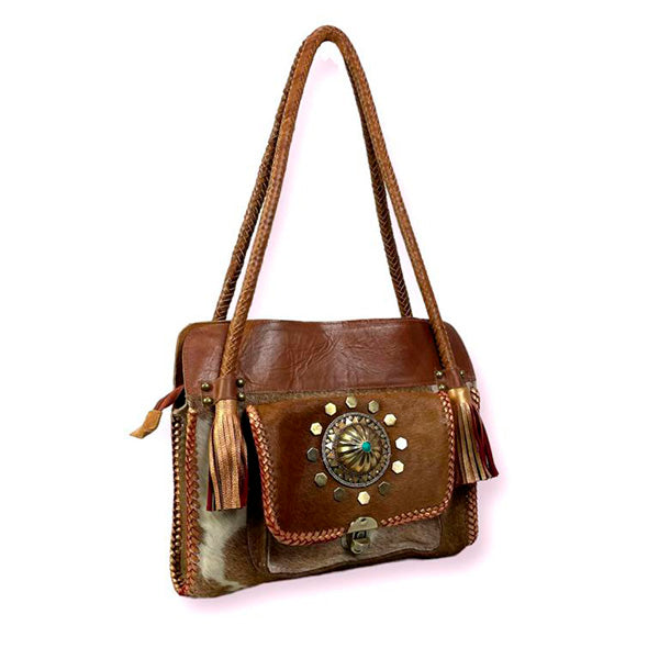 Bolso de Hombro Boho de Piel Artesanal para Mujer
