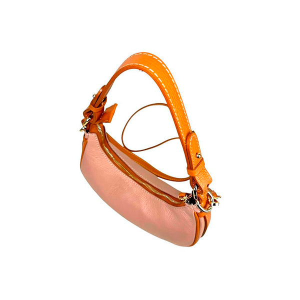 Bolso de Hombro de Piel Italiana con Diseño Medialuna