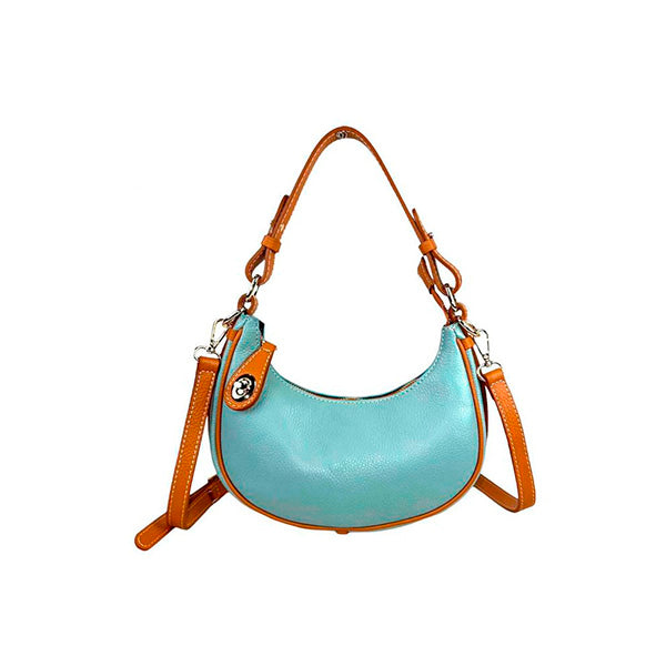 Bolso de Hombro de Piel Italiana con Diseño Medialuna