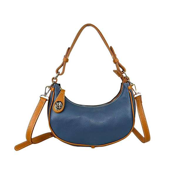 Bolso de Hombro de Piel Italiana con Diseño Medialuna