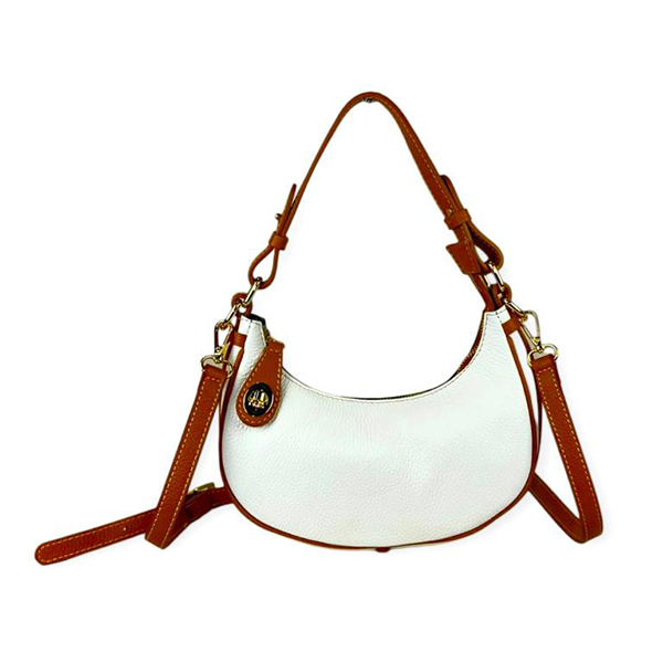 Bolso de Hombro de Piel Italiana con Diseño Medialuna