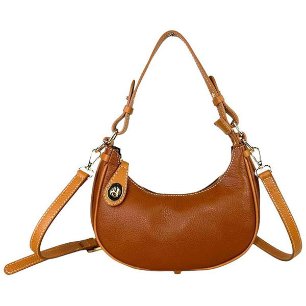 Bolso de Hombro de Piel Italiana con Diseño Medialuna
