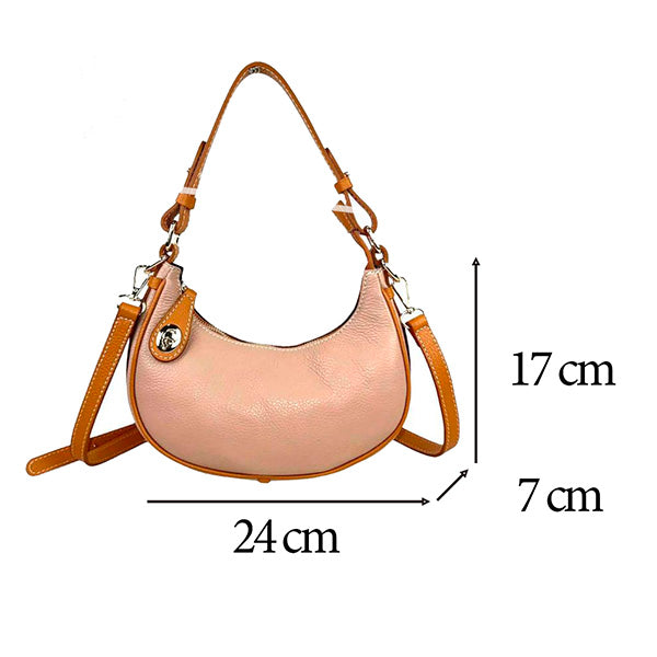 Bolso de Hombro de Piel Italiana con Diseño Medialuna