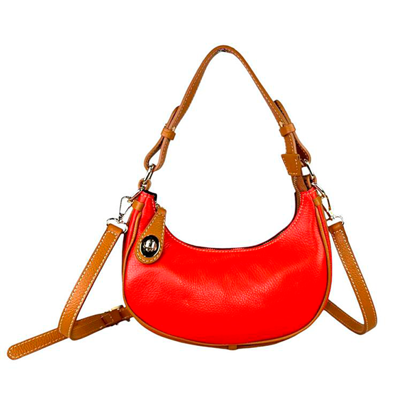 Bolso de Hombro de Piel Italiana con Diseño Medialuna