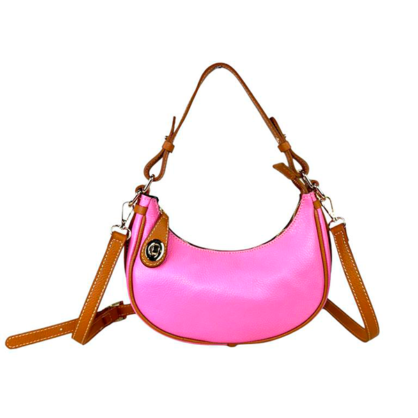 Bolso de Hombro de Piel Italiana con Diseño Medialuna