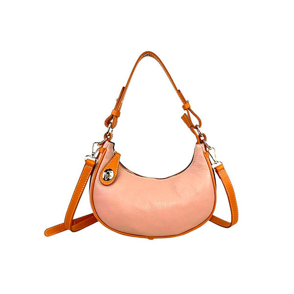 Bolso de Hombro de Piel Italiana con Diseño Medialuna