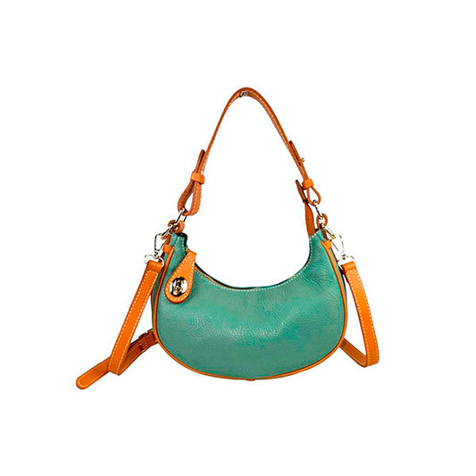 Bolso de Hombro de Piel Italiana con Diseño Medialuna