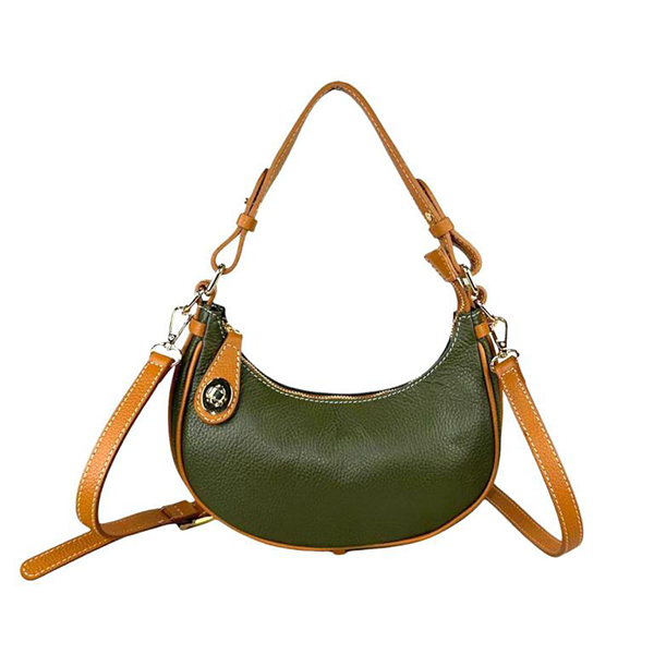 Bolso de Hombro de Piel Italiana con Diseño Medialuna