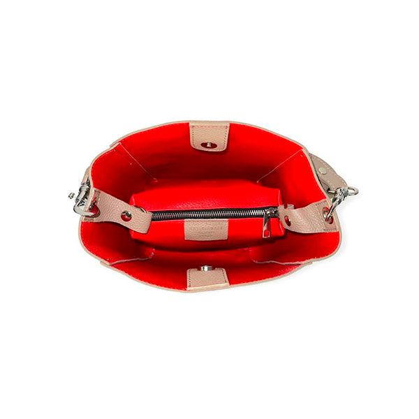 Bolso de Hombro de Piel Estilo Bucket con Bolso Interior