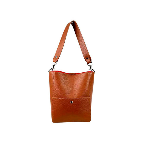 Bolso de Hombro de Piel Estilo Bucket con Bolso Interior