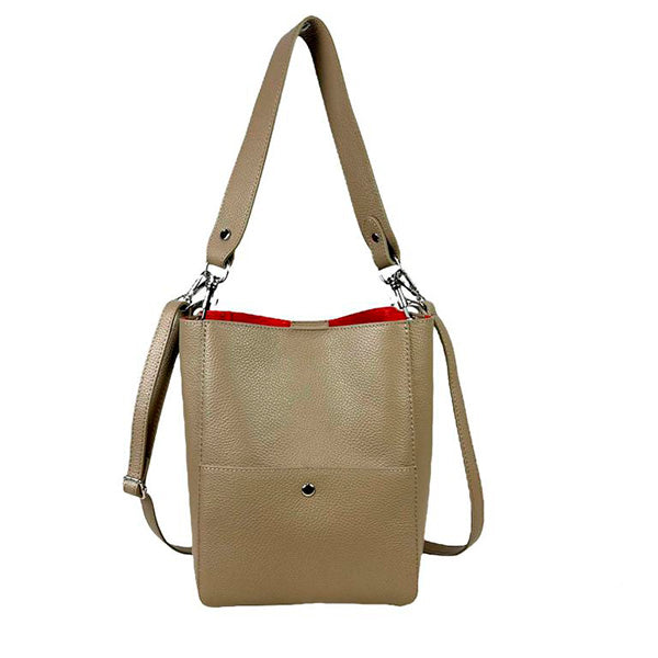 Bolso de Hombro de Piel Estilo Bucket con Bolso Interior
