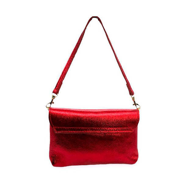 Bolso de Hombro Piel Pequeño con Broche de Abeja