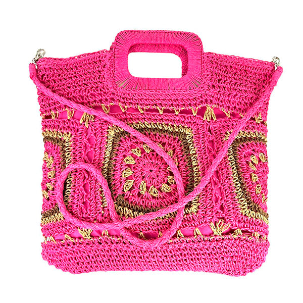 Bolso de Mano Boho de Papel con Estampado