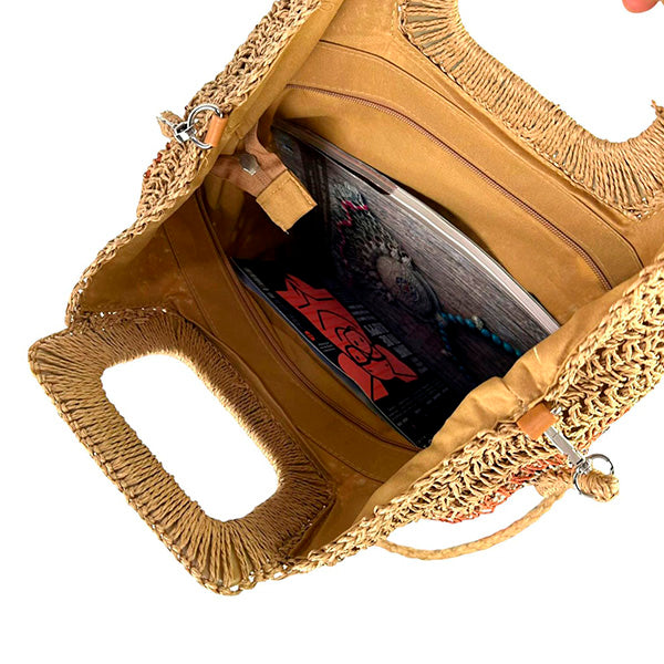 Bolso de Mano Boho de Papel con Estampado