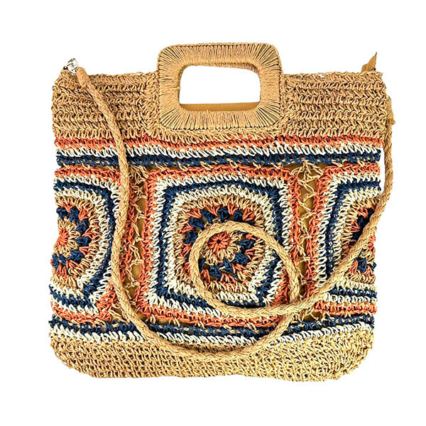 Bolso de Mano Boho de Papel con Estampado