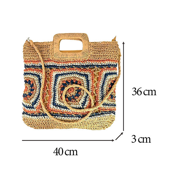 Bolso de Mano Boho de Papel con Estampado