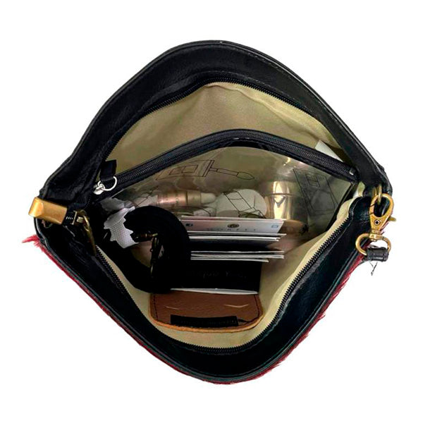 Bolso de Mano Boho de Piel con Pelo Natural