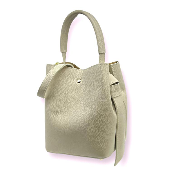 Bolso de Mano de Cuero Bucket con Bolso Interior para Mujer