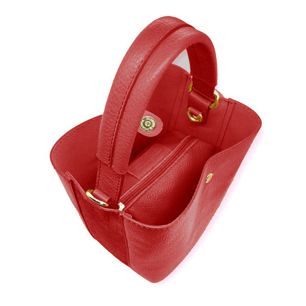 Bolso de Mano de Cuero Bucket con Bolso Interior para Mujer