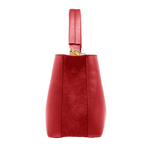 Bolso de Mano de Cuero Bucket con Bolso Interior para Mujer