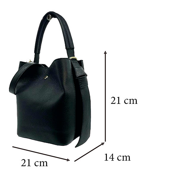 Bolso de Mano de Cuero Bucket con Bolso Interior para Mujer