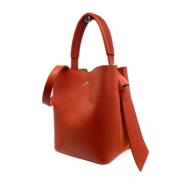 Bolso de Mano de Cuero Bucket con Bolso Interior para Mujer