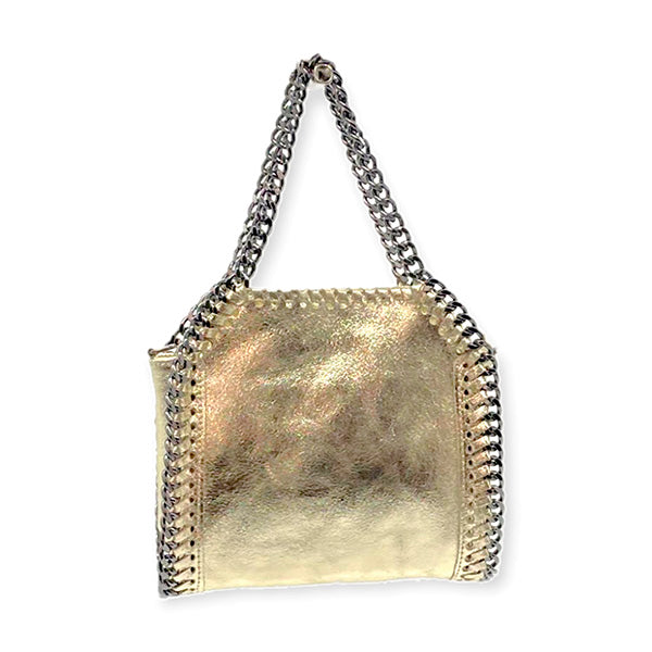Bolso de Mano de Piel Metalizada con Asa de Cadena