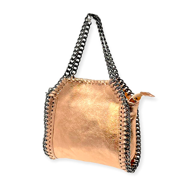 Bolso de Mano de Piel Metalizada con Asa de Cadena