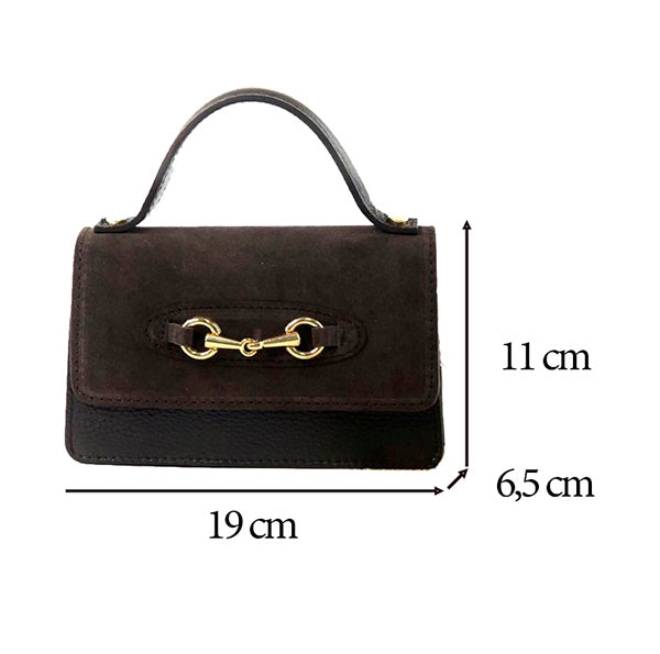 Bolso de Mano de Piel Pequeño con Cadena Dorada