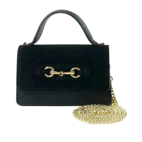 Bolso de Mano de Piel Pequeño con Cadena Dorada