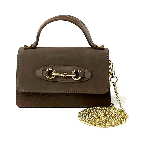 Bolso de Mano de Piel Pequeño con Cadena Dorada